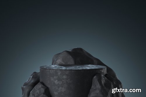 Black Podium or Blank Stage CYLINDER Platform 26xJPG, 4xPNG