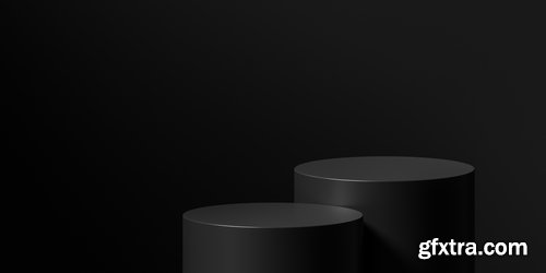Black Podium or Blank Stage CYLINDER Platform 26xJPG, 4xPNG