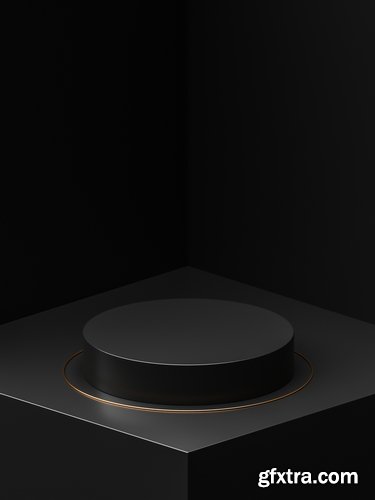 Black Podium or Blank Stage CYLINDER Platform 26xJPG, 4xPNG