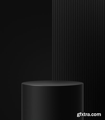 Black Podium or Blank Stage CYLINDER Platform 26xJPG, 4xPNG