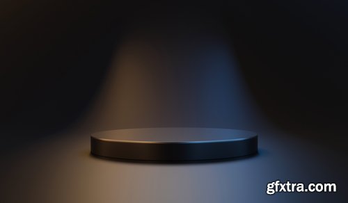 Black Podium or Blank Stage CYLINDER Platform 26xJPG, 4xPNG