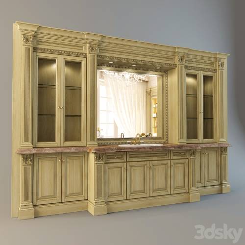 '3dsky Pro - The wall with furniture and a washbasin'