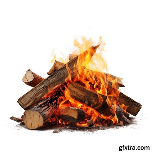 20 CAMPFIRES IN TRANSPARENT PNG