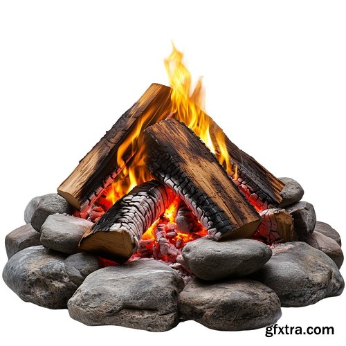 20 CAMPFIRES IN TRANSPARENT PNG