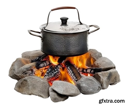 20 CAMPFIRES IN TRANSPARENT PNG