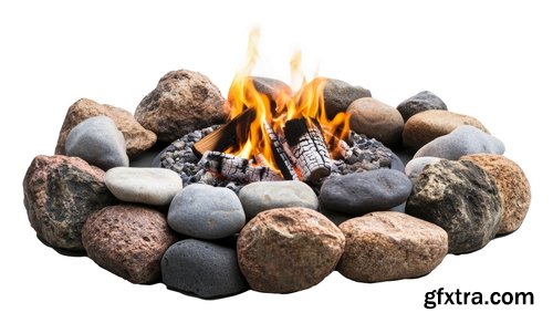 20 CAMPFIRES IN TRANSPARENT PNG