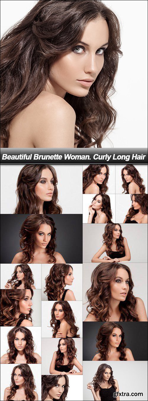 Beautiful Brunette Woman Curly Long Hair 18xJPG