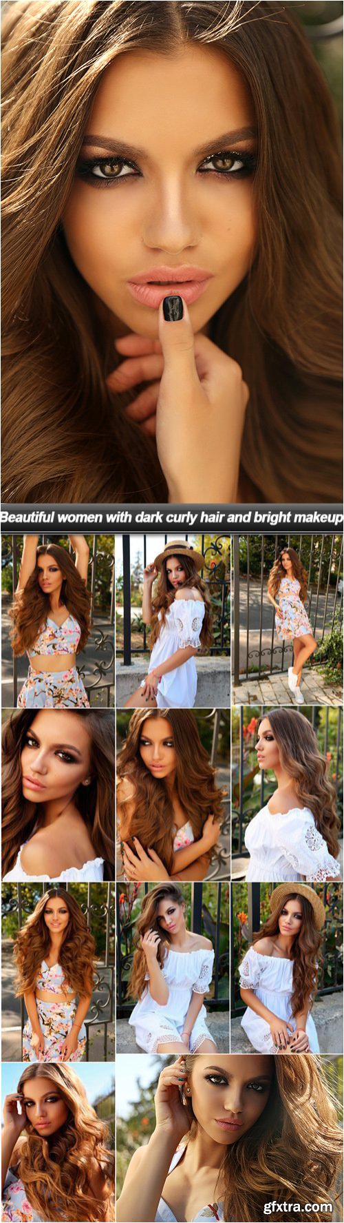 Beautiful Women With Dark Curly Hair And Bright Makeup 12xJPG