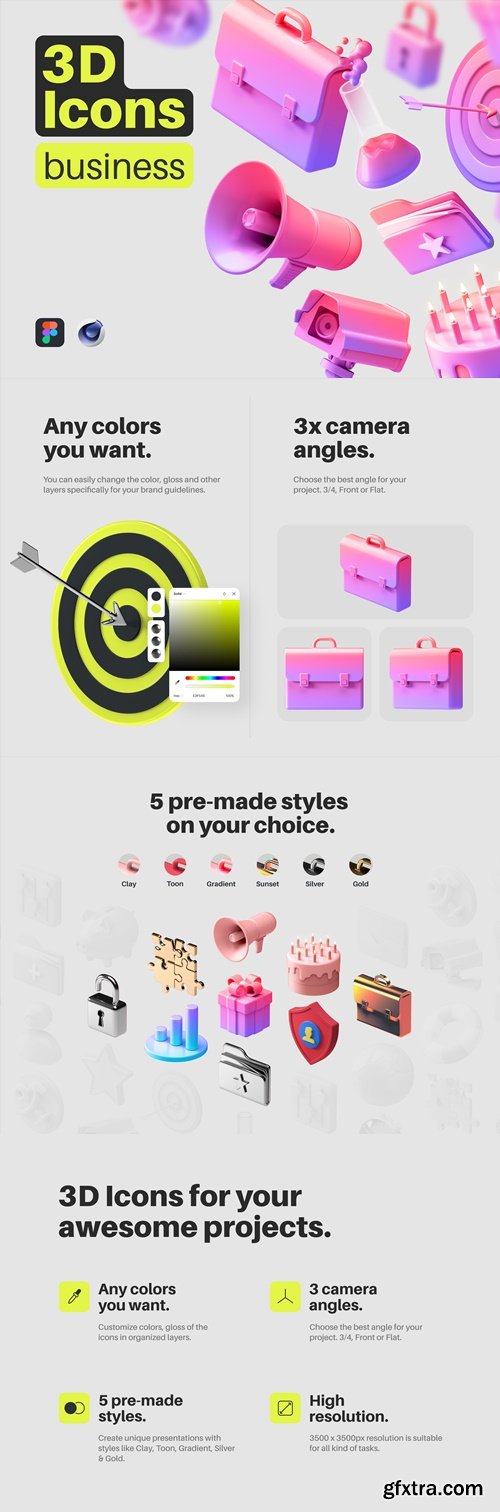 Multiangle 3D Icons / Business