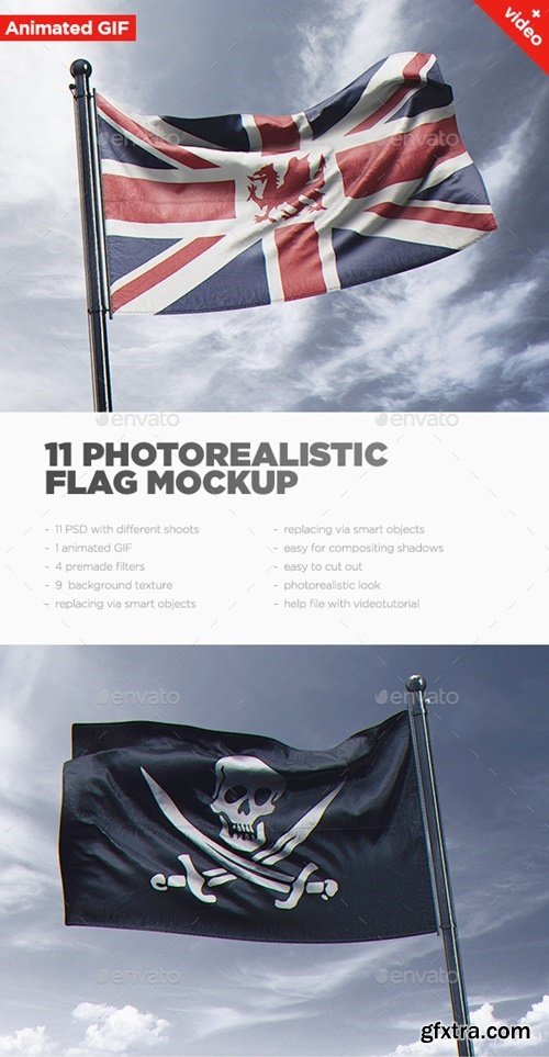Graphicriver - 11 Photorealistic Flag MockUp 18047004
