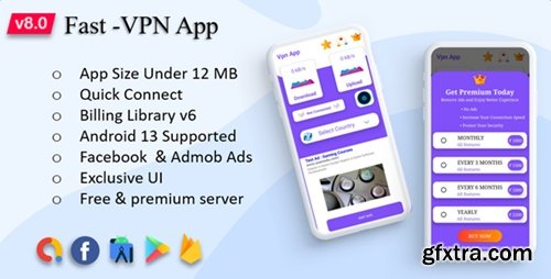 CodeCanyon - Fast-Pro VPN App | VPN Unblock Proxy | VPN In App Purchase | High Secure VPN | Admob Ads v8.0