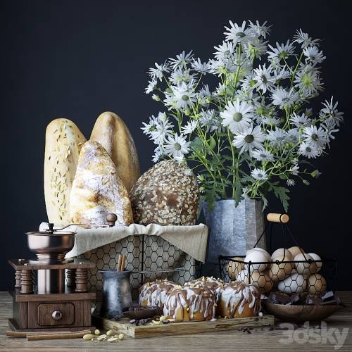 '3dsky Pro - Kitchen set with bread and cinnapons'