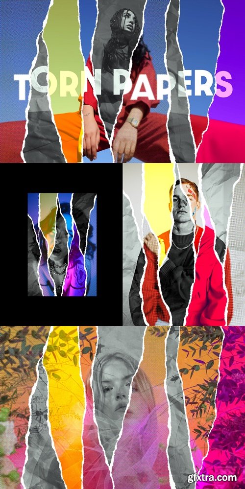 CreativeMarket - Torn Paper Pieces Photo Effect 92006394