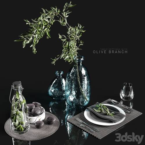 '3dsky Pro - Table settings with olive branch' '3dsky Pro - Table settings with olive branch'