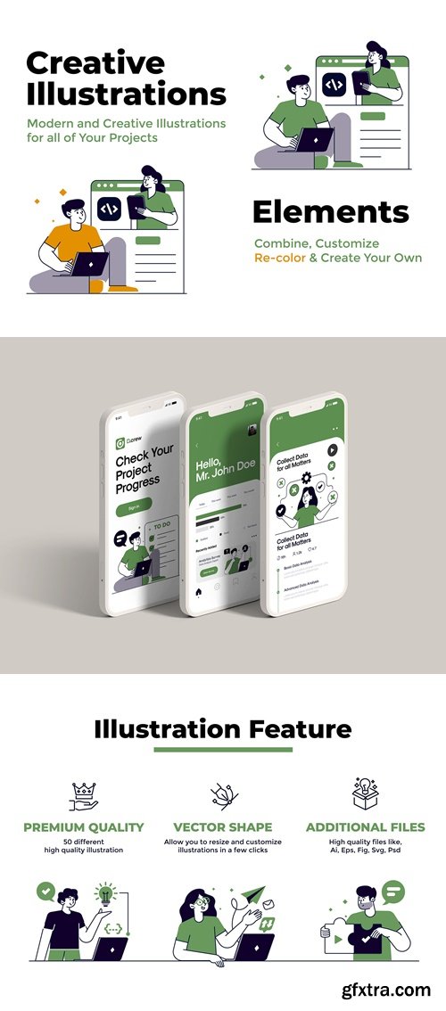 50 Digital Business Activities Illustrations