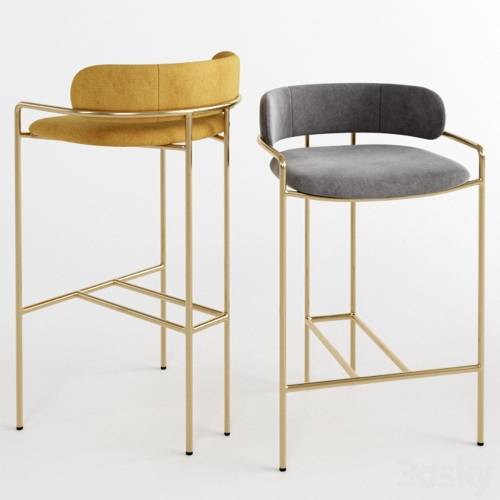 '3dsky Pro - WEST ELM Lenox Velvet Bar + Counter Stools'