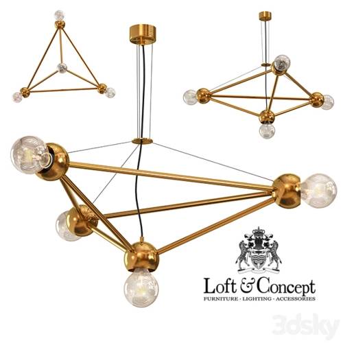 '3dsky Pro - Molecule Gold Chandelier 4'