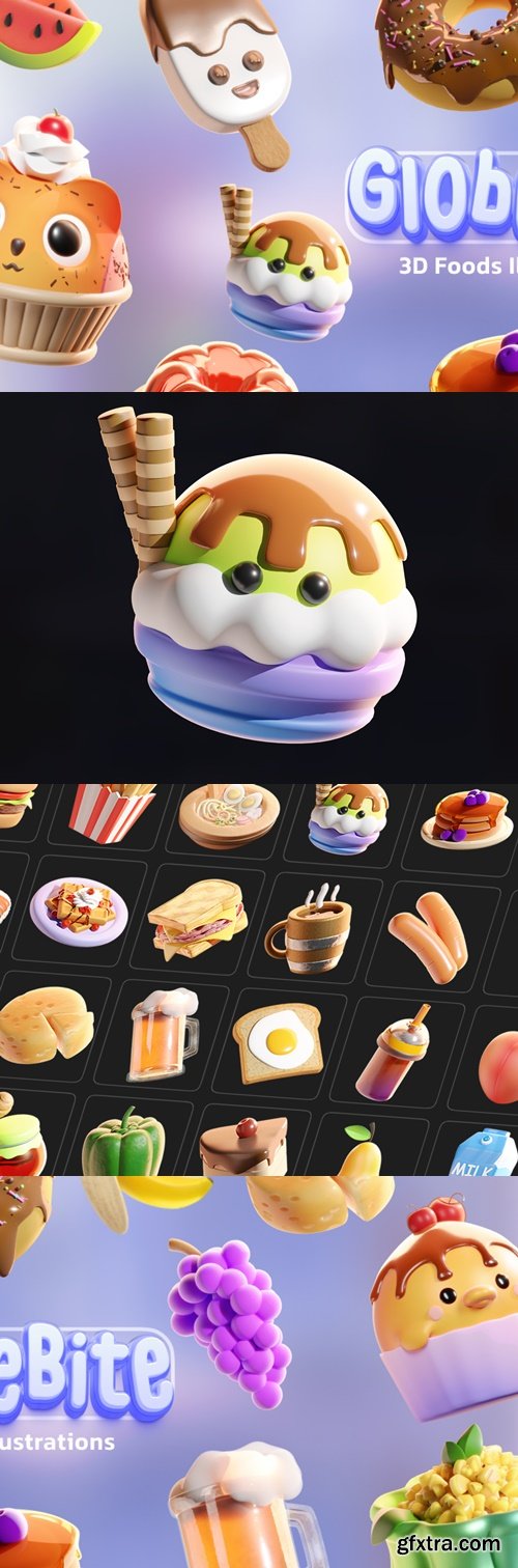 Globebite - 3D Foods Illustrations