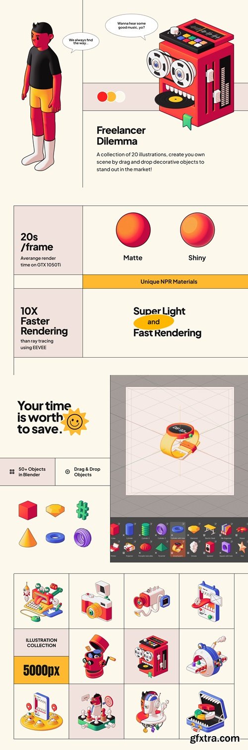 Freelancer Dilemma 3D Illustration