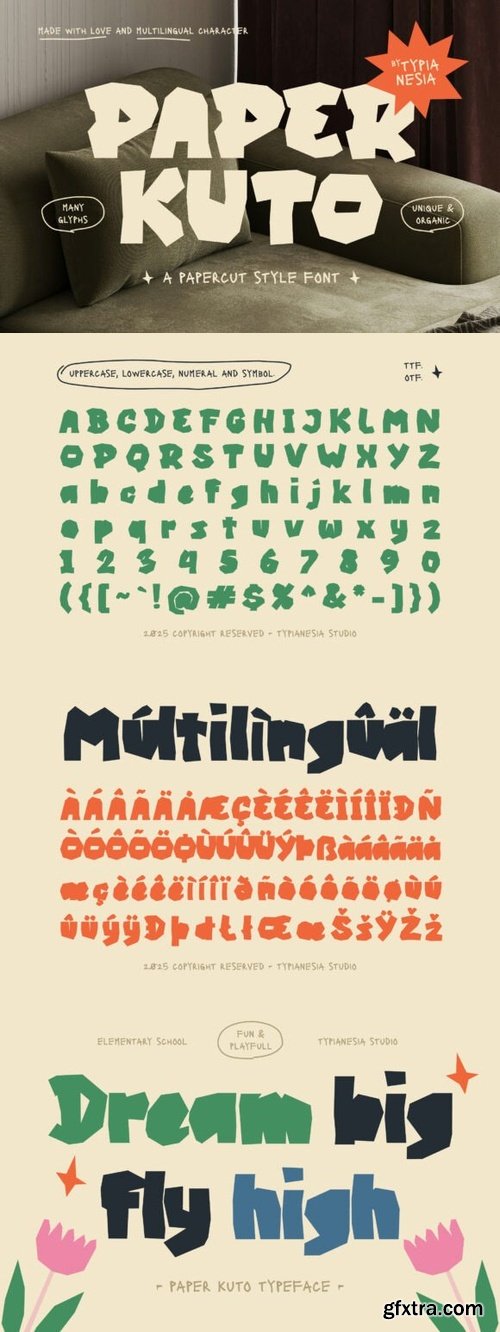 CreativeMarket - Paper Kuto - Papercut Style Font 291157714