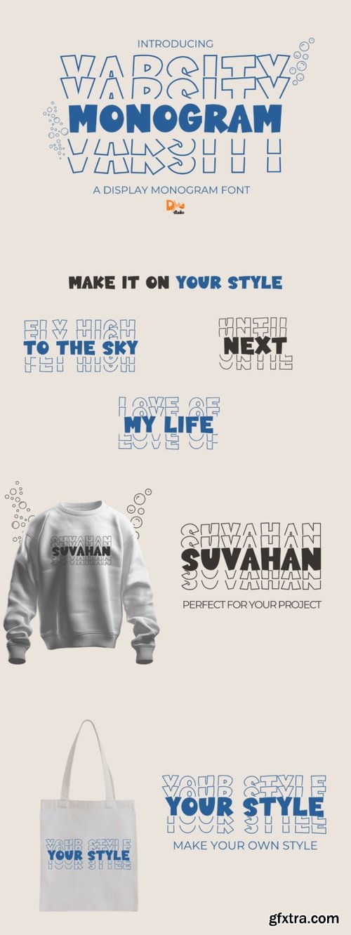 Varsity Monogram Stacked Font