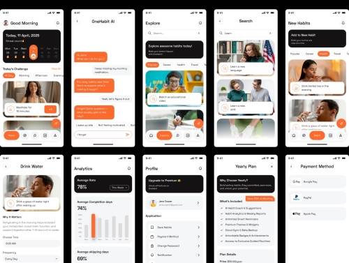 'OneHabit Tracker App UI Kit'