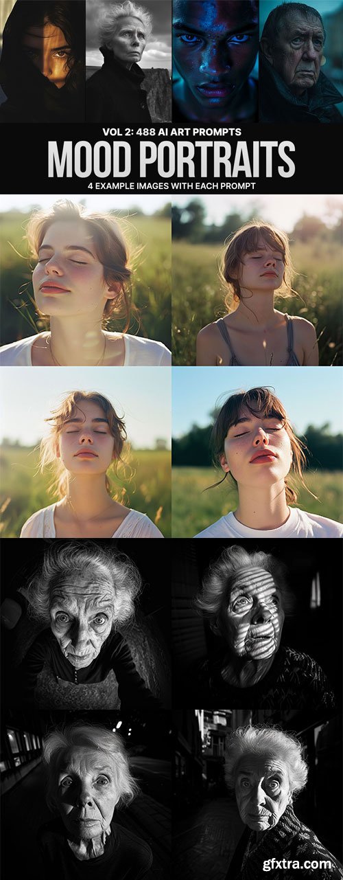 488 Midjourney Prompts for Mood Portraits: Vol 2