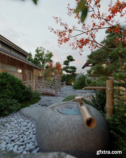 3Ds Max Garden Exterior Scene