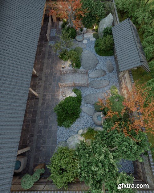 3Ds Max Garden Exterior Scene