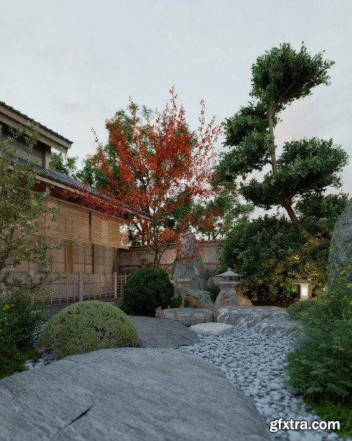 3Ds Max Garden Exterior Scene