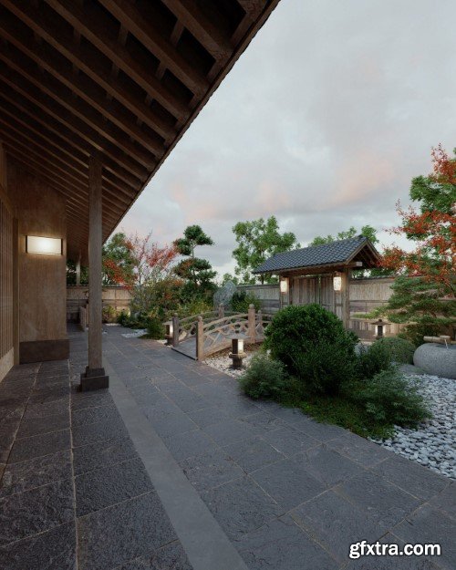 3Ds Max Garden Exterior Scene