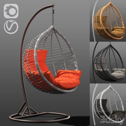 '3dsky Pro - Suspended wicker chair rocking Acapulco in 4 colors'