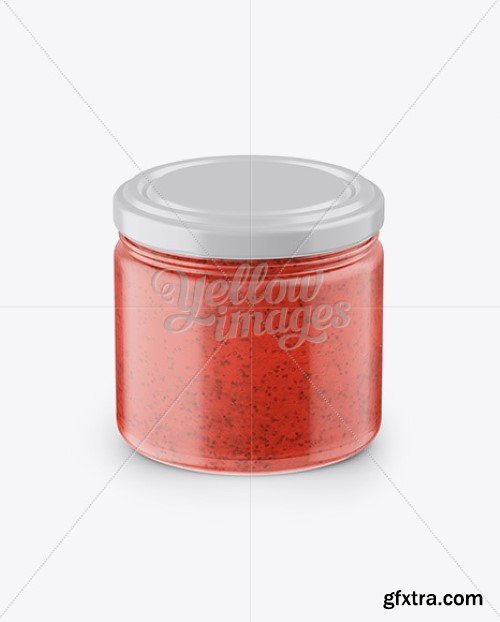 Yellowimages - Glass Jar with Strawberry Marmalade Mockup - Front View (High Angle Shot) - 19008