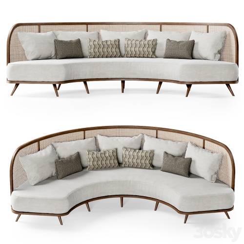 '3dsky Pro - Garden round sofa R156 / Rattan semicircular sofa'