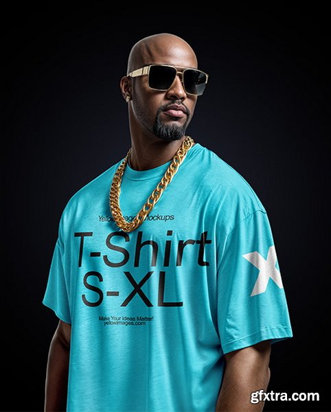 YellowImages - Man Wearing a T-Shirt with Gold Chain and Sunglasses Mockup - 136554