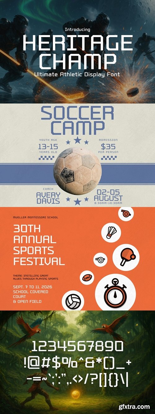 CreativeMarket - Heritage Champ - Sports Font 291367521