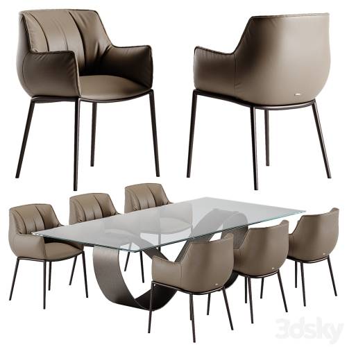 '3dsky Pro - Cattelan Italia Butterfly table Rhonda chair set' '3dsky Pro - Cattelan Italia Butterfly table Rhonda chair set'