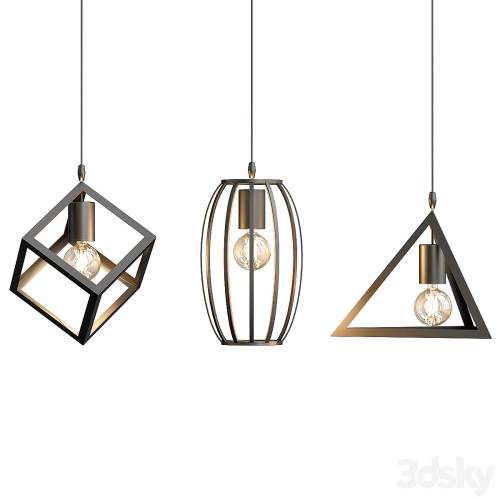 '3dsky Pro - Lampe black retro pendant'