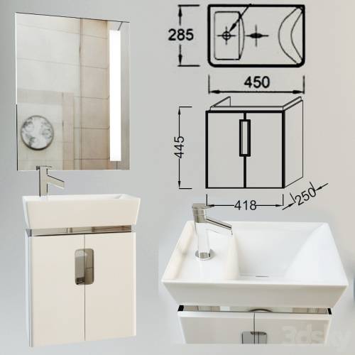 '3dsky Pro - Jacob Delafon Reve 45 white 2 door'