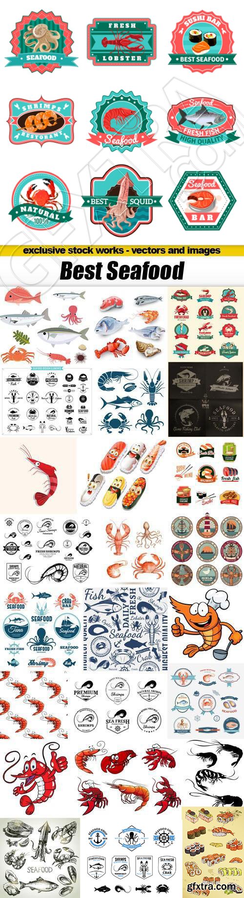 Best Seafood Logos & Design Elements #1, 25xEPS Best Seafood Logos & Design Elements #1, 25xEPS