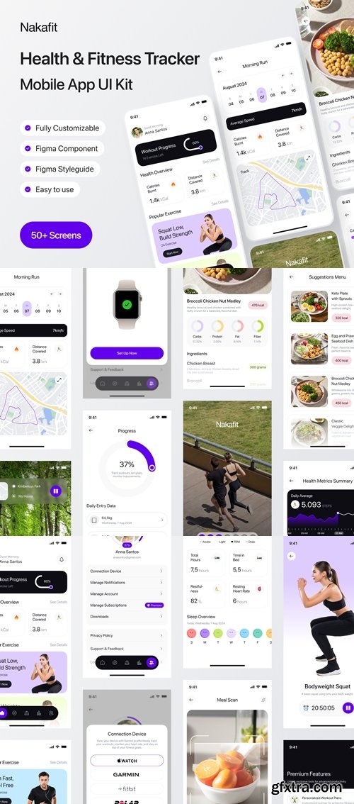 Nakafit - Health and Fitness Tracker Mobile App UI Kit