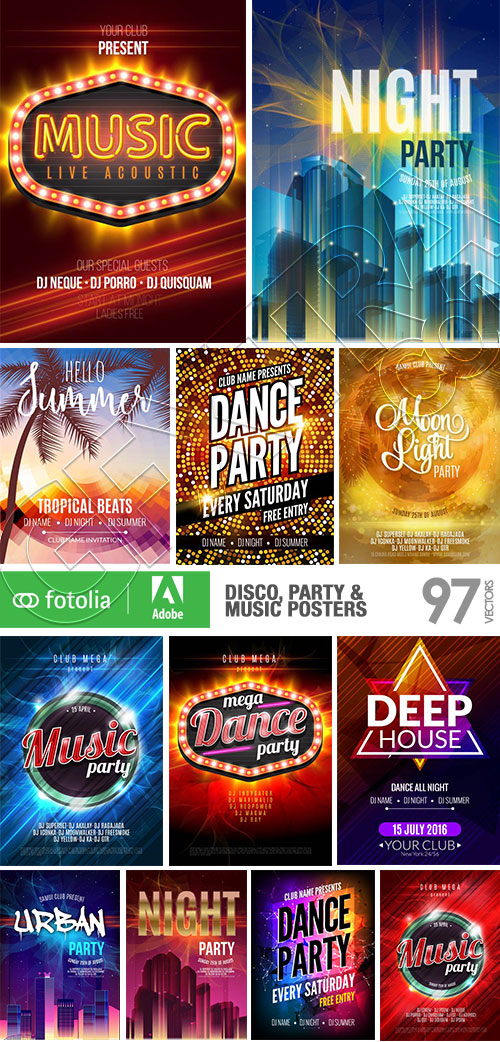 DISCO, PARTY & MUSIC POSTERS 97xAI DISCO, PARTY & MUSIC POSTERS 97xAI