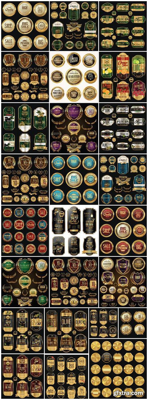 Gold Labels & Badges #1, 25xEPS Gold Labels & Badges #1, 25xEPS