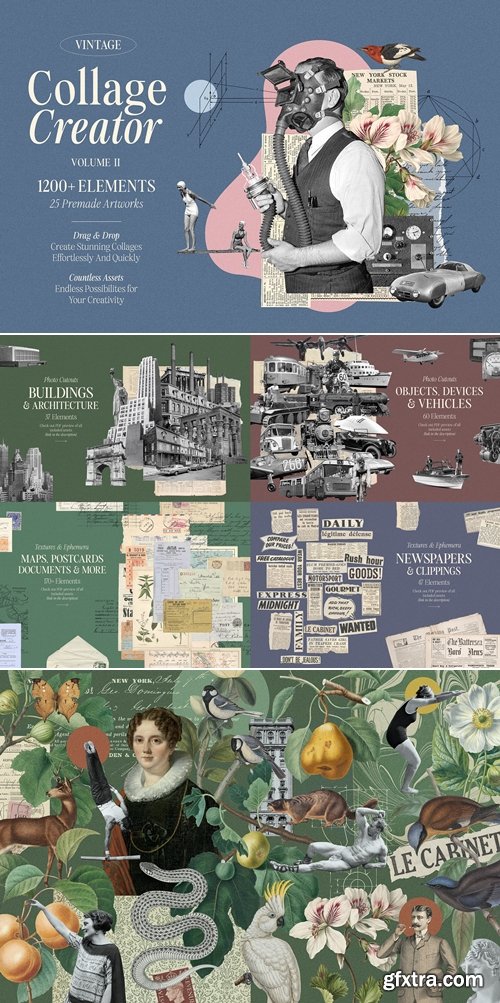 CreativeMarket - 1200+ Vintage Collage Creator Vol. 2 7407111