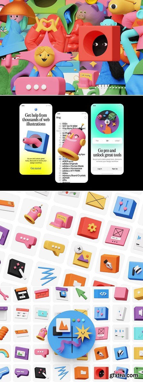 CreativeMarket - Unco 3D Illustrations 7157903