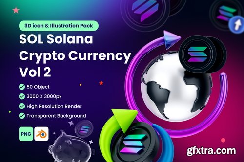 IconScout - Solana SOL Digital Stablecoin Cryptocurrency Vol 2 3D Icon Pack