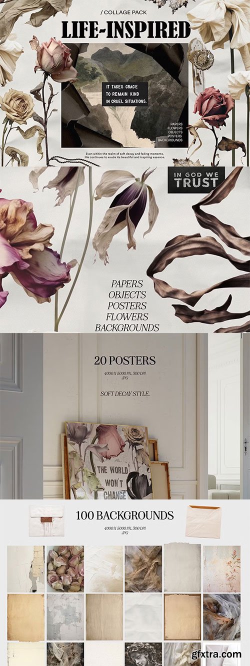 CreativeMarket - Life-Inspired Mixed Media Collage - 80568364