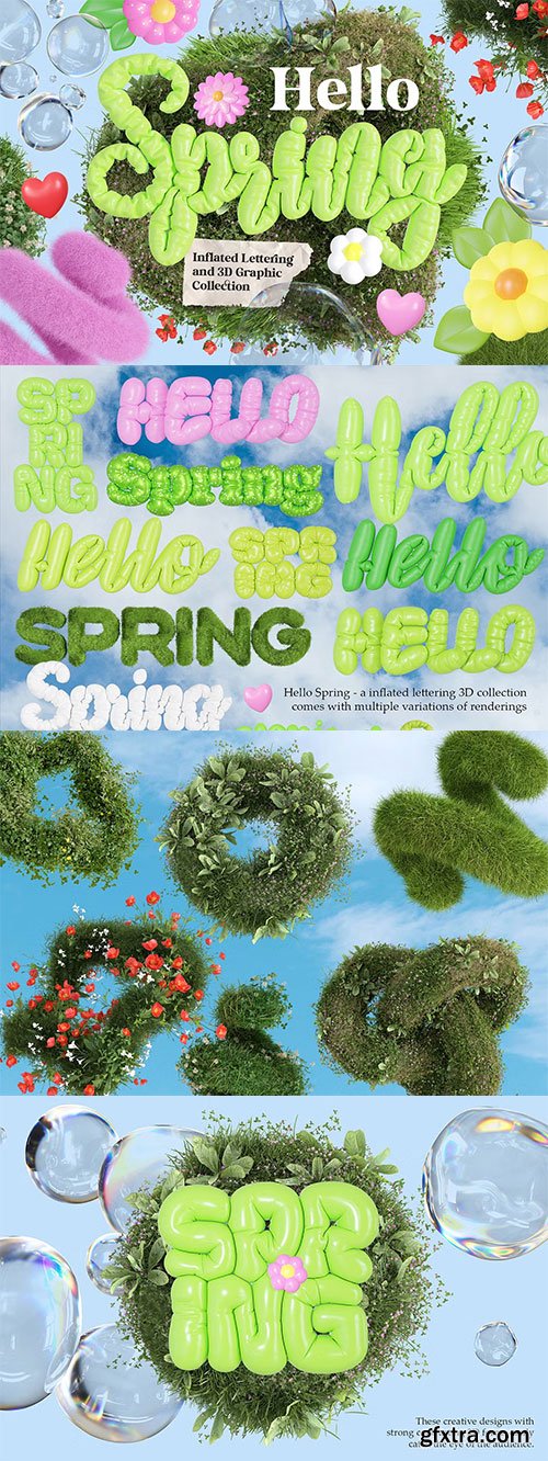 CreativeMarket - Hello Spring - 3D Lettering Set - 92078120