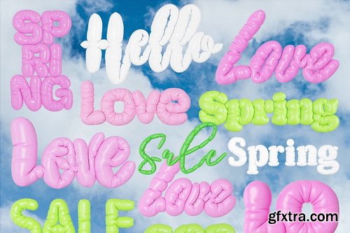 CreativeMarket - Hello Spring - 3D Lettering Set - 92078120
