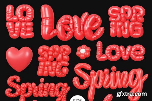 CreativeMarket - Hello Spring - 3D Lettering Set - 92078120